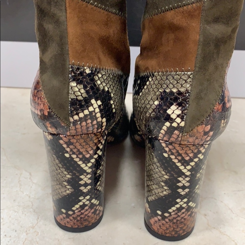 AQUAZZURA BOETTI BOOTS IN KENYA SNAKE AND SUEDE TALL BOOTS SIZE 8.5 - Picture 7 of 10